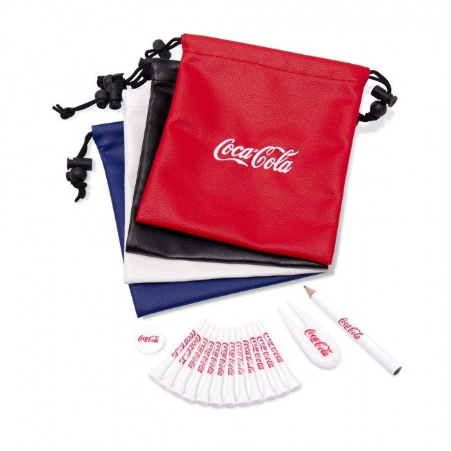 Promotional Leatherette  Embroidered Drawstring Golf Gift Bag 2