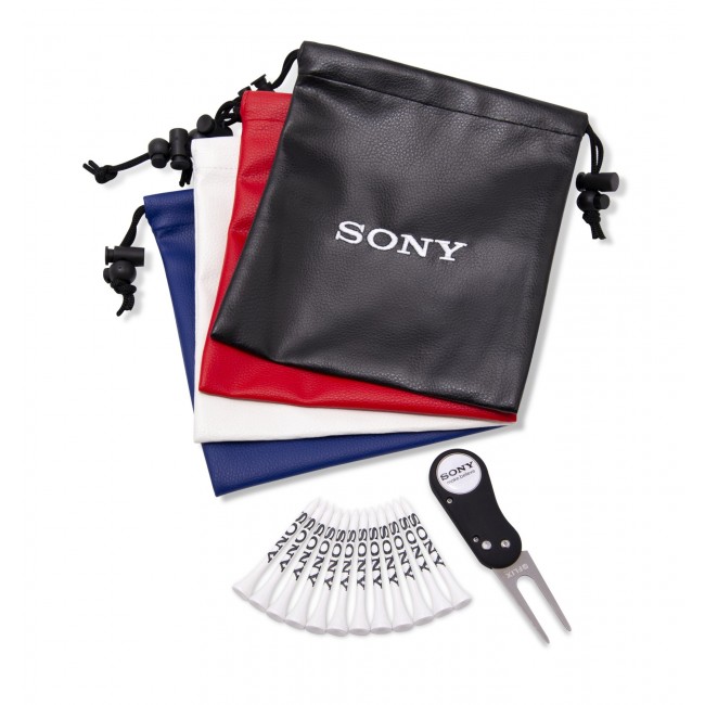 Promotional Leatherette Embroidered Drawstring Golf Gift Bag 9