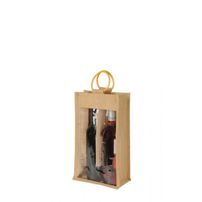 Promotional 2 Bottle Jute Bag with Window