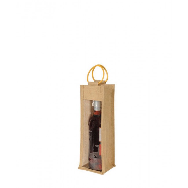 Promotional 1 Bottle Jute Bag with Window