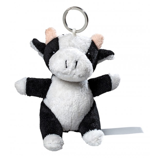 Promotional plush cow with keychain