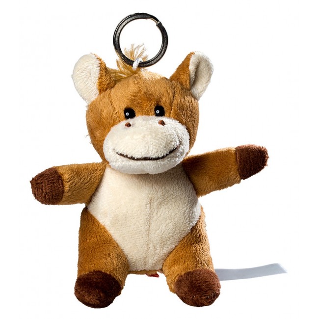 Promotional plush horse with keychain