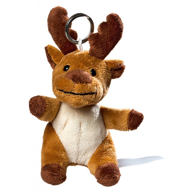 Promotional plush moose with keychain