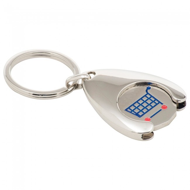 Promotional Stamped Iron Wishbone Trolley Coin Keyring