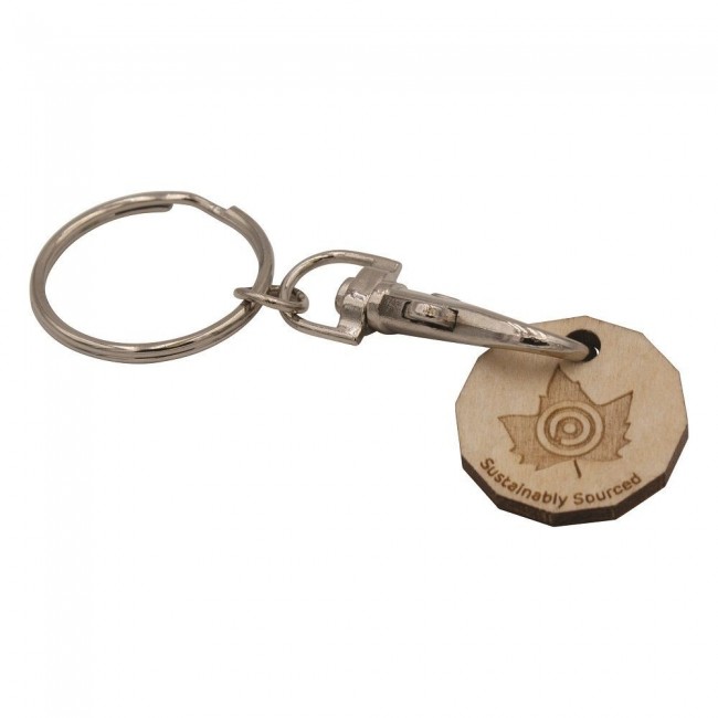 Promotional Wooden Trolley Coin Keyring