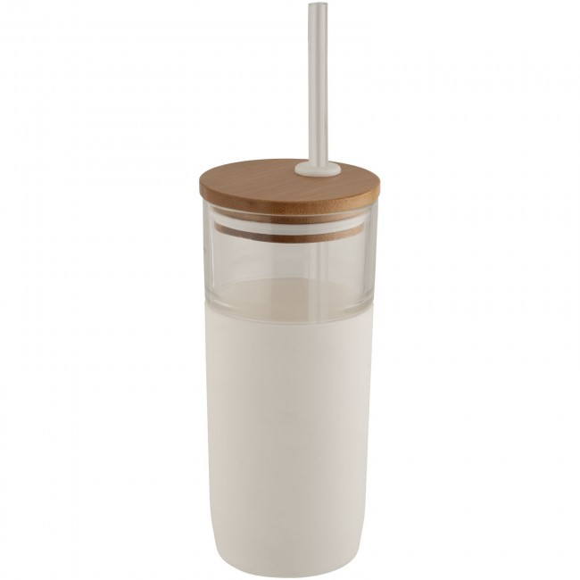 Promotional Arlo 600 ml glass tumbler with bamboo lid - Image 3