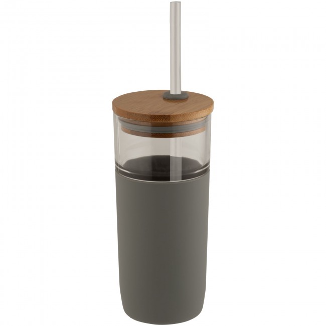 Promotional Arlo 600 ml glass tumbler with bamboo lid - Image 2