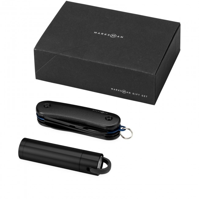 Promotional Apollo gift set with pocket knife and flashlight