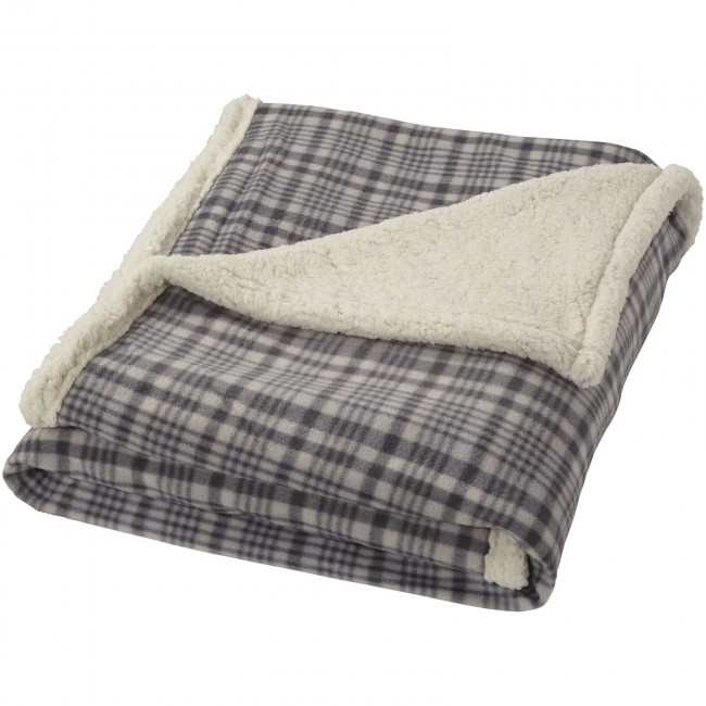 Promotional Joan sherpa plaid blanket - Image 2