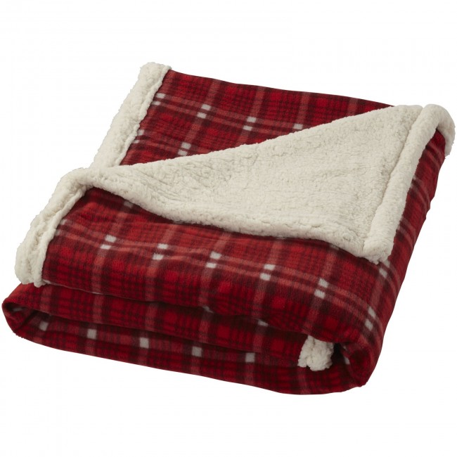 Promotional Joan sherpa plaid blanket - Image 1