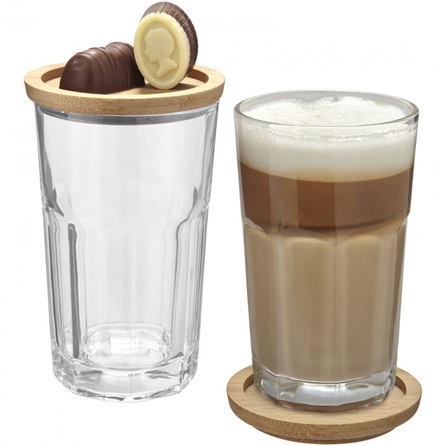 Promotional Linden 2-piece glass set with coaster