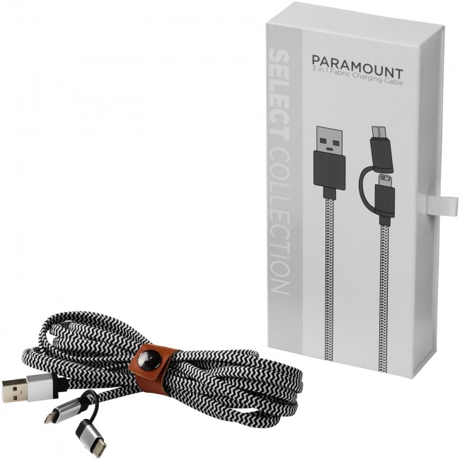 Promotional Paramount 3-in-1 fabric charging cable