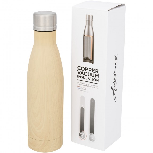 Promotional Vasa wood copper vacuum insulated bottle