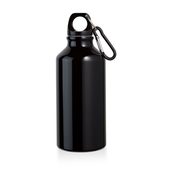 Promotional Landscape Aluminium Sports Bottle With Carabiner 400ml