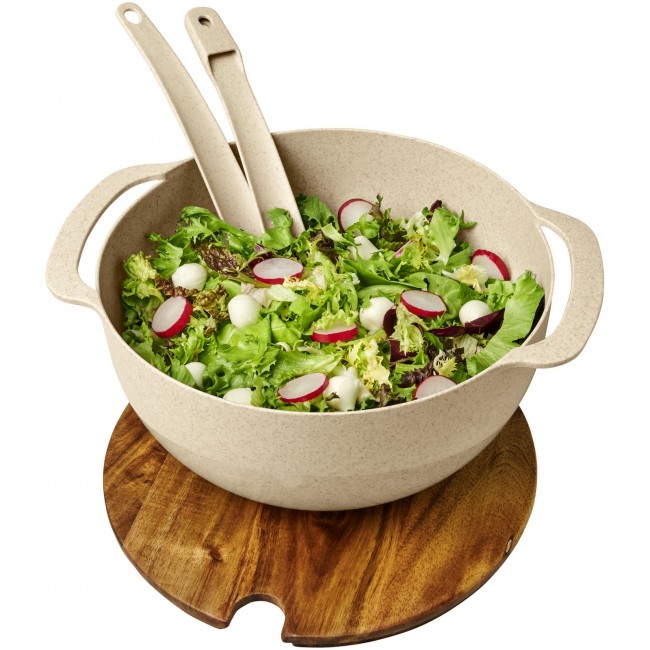 Promotional Lucha wheat straw fiber salad bowl with servers - Image 3