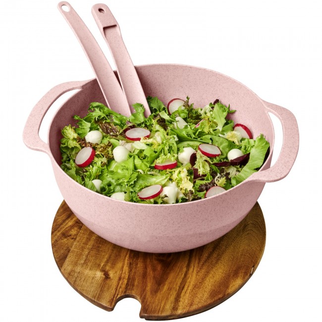 Promotional Lucha wheat straw fiber salad bowl with servers - Image 2