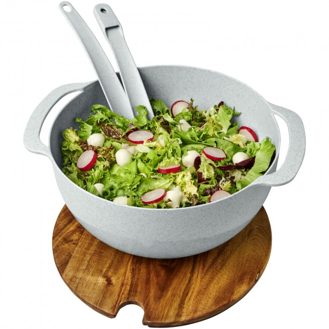 Promotional Lucha wheat straw fiber salad bowl with servers - Image 1