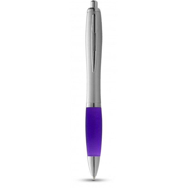 Promotional Nash ballpoint pen with silver barrel with coloured grip - Image 7