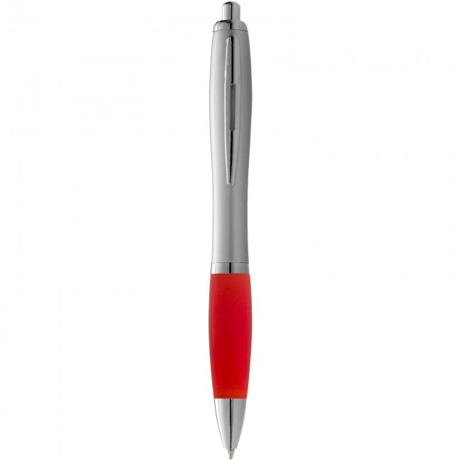 Promotional Nash ballpoint pen with silver barrel with coloured grip - Image 6