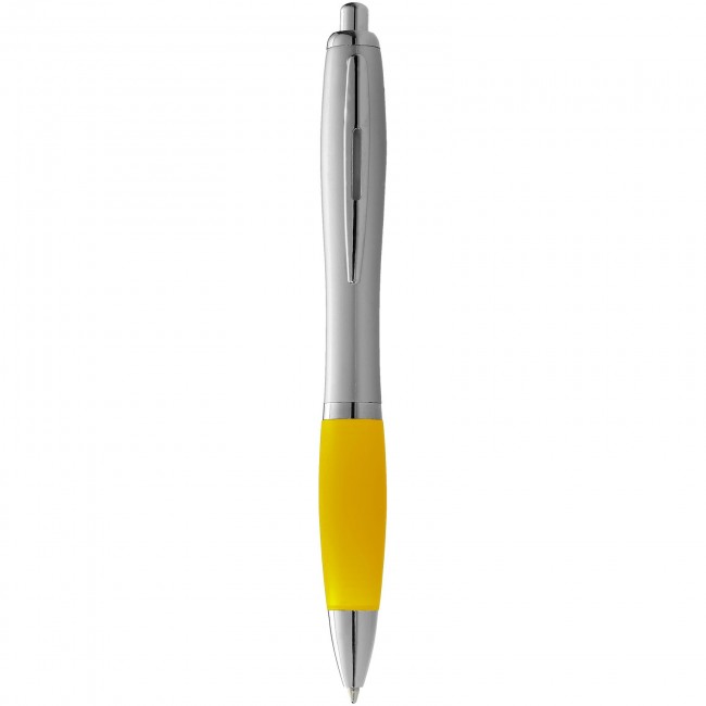 Promotional Nash ballpoint pen with silver barrel with coloured grip - Image 5