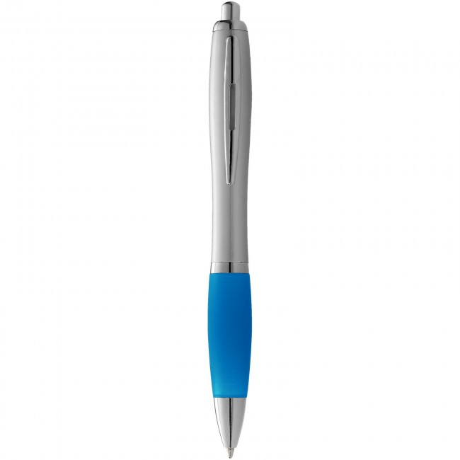 Promotional Nash ballpoint pen with silver barrel with coloured grip - Image 4