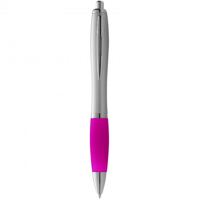 Promotional Nash ballpoint pen with silver barrel with coloured grip - Image 3