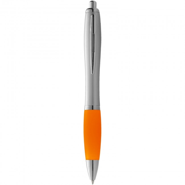 Promotional Nash ballpoint pen with silver barrel with coloured grip - Image 2