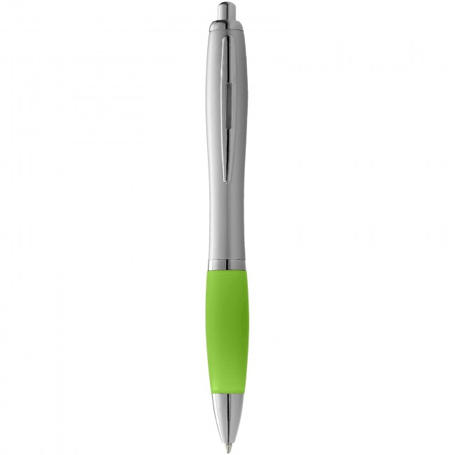 Promotional Nash ballpoint pen with silver barrel with coloured grip - Image 1