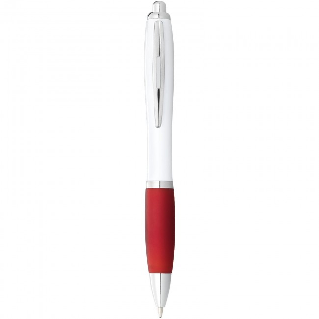 Promotional Nash ballpoint pen with white barrel and coloured grip - Image 7