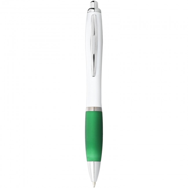 Promotional Nash ballpoint pen with white barrel and coloured grip - Image 8