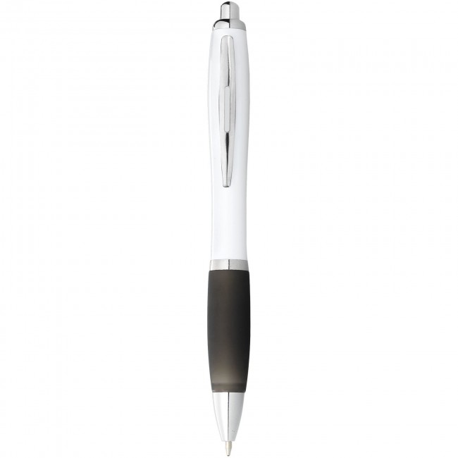 Promotional Nash ballpoint pen with white barrel and coloured grip - Image 6