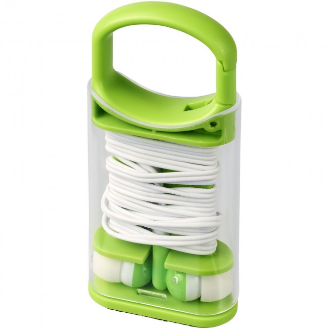 Promotional Snap earbuds with plastic carabiner clip case - Image 2