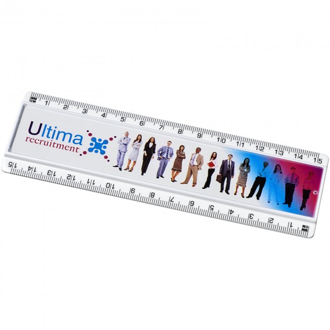 Promotional Ellison 15 cm plastic ruler with paper insert - Image 1