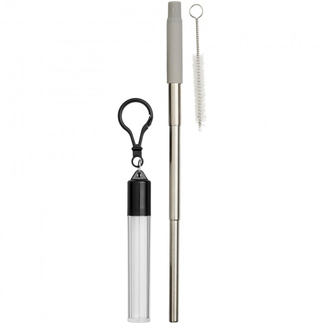 Promotional Zeya Reusable Stainless Steel Straw Keychain - Image 1