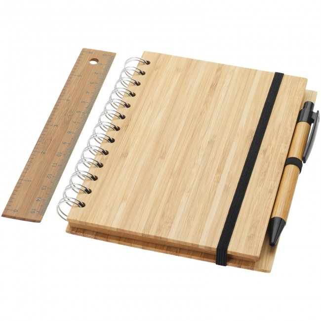 Promotional Franklin B6 bamboo notebook with pen and ruler