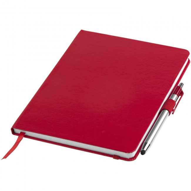 Promotional Crown A5 notebook with stylus ballpoint pen - Image 1