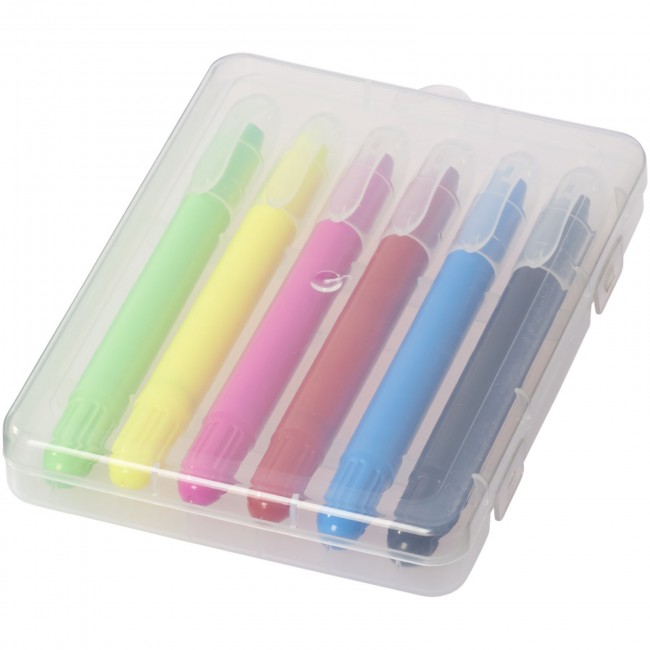 Promotional Phiz 6 retractable crayons in plastic case