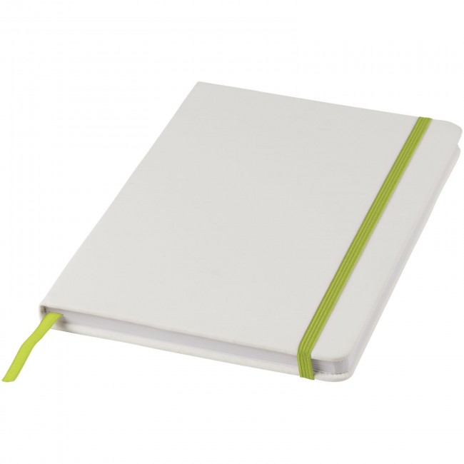 Promotional Spectrum A5 white notebook with coloured strap - Image 4