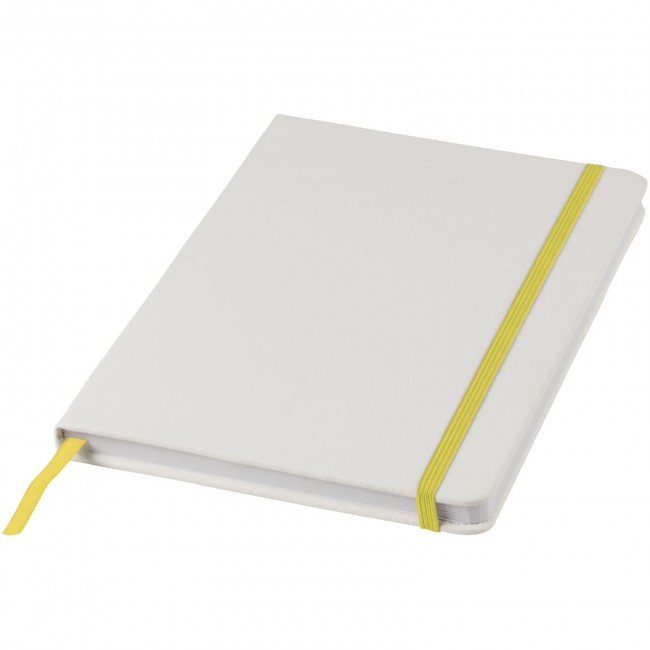 Promotional Spectrum A5 white notebook with coloured strap - Image 2