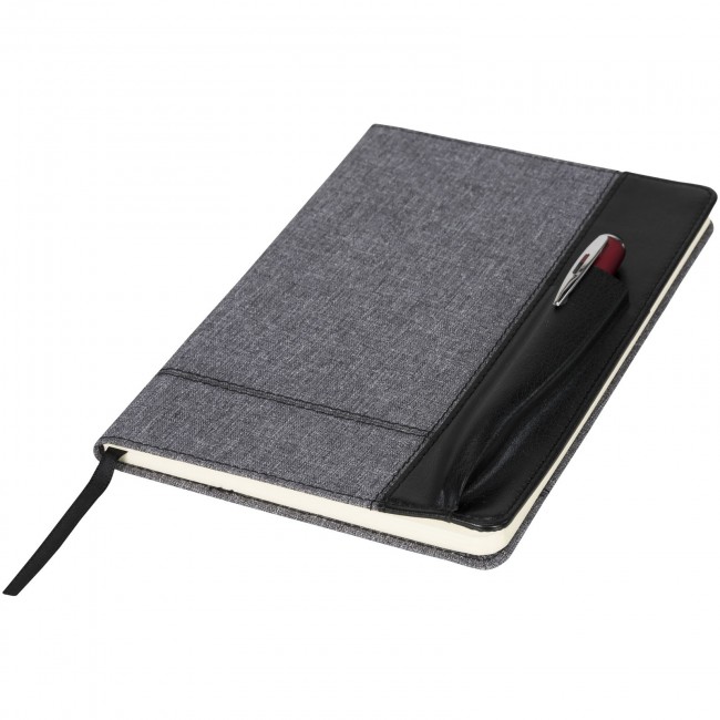 Promotional Heathered A5 notebook with leatherlook side - Image 2