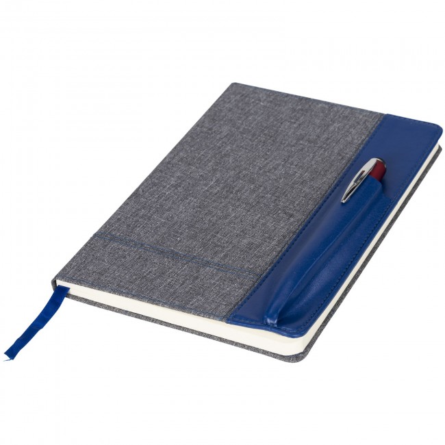 Promotional Heathered A5 notebook with leatherlook side - Image 1