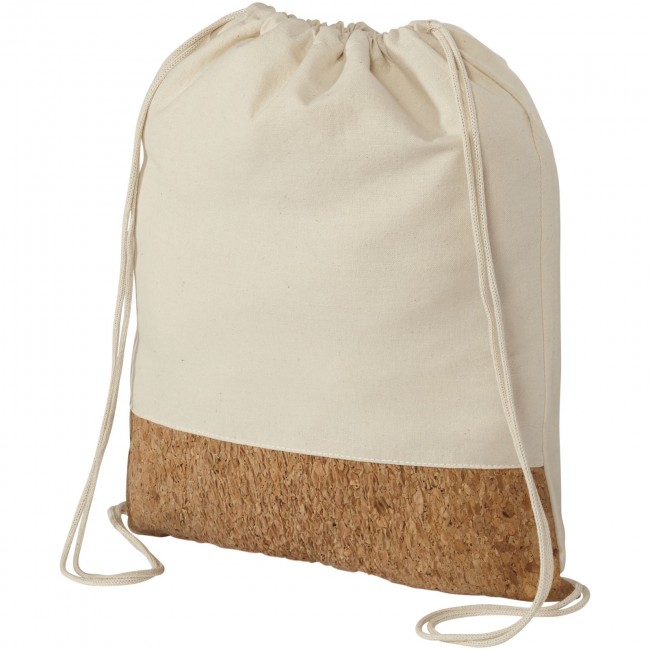 Promotional Woods cotton and cork bottom drawstring backpack