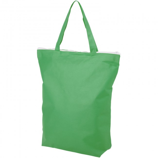 Promotional Privy zippered short handle non-woven tote bag - Image 5