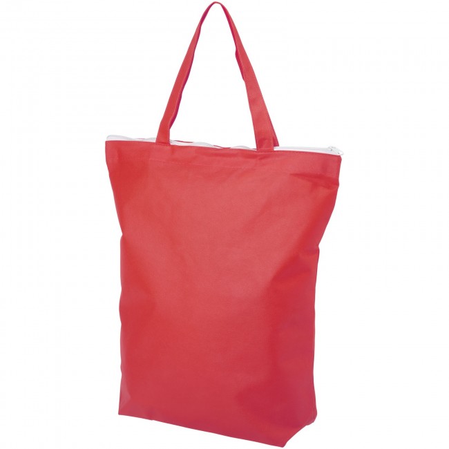 Promotional Privy zippered short handle non-woven tote bag - Image 4