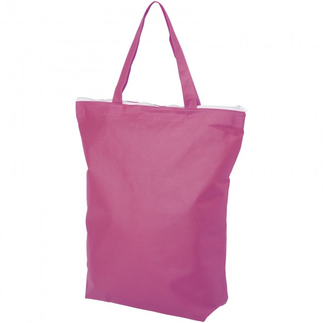 Promotional Privy zippered short handle non-woven tote bag - Image 3