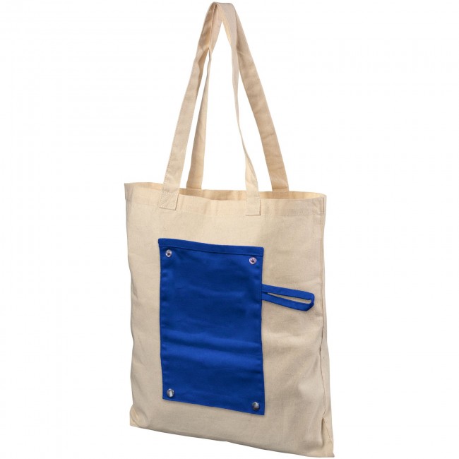 Promotional Snap 180 g/m² roll-up buttoned  cotton tote bag - Image 2