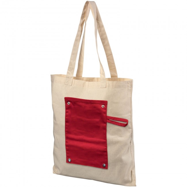 Promotional Snap 180 g/m² roll-up buttoned  cotton tote bag - Image 1