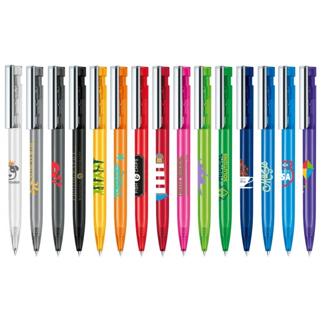 Promotional senator Liberty Clear plastic ball pen with metal clip