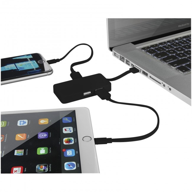 Promotional Grid 4-port USB hub with dual cables - Image 2