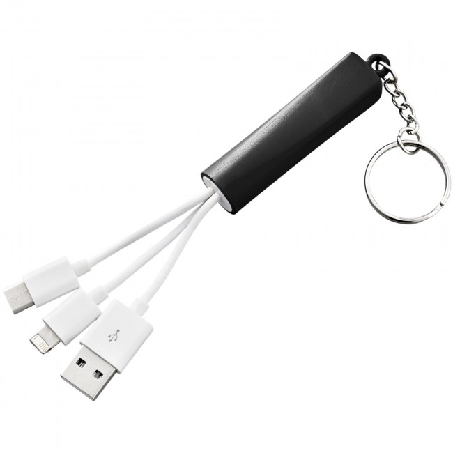 Promotional Route 3-in-1 light-up charging cable with keychain - Image 5